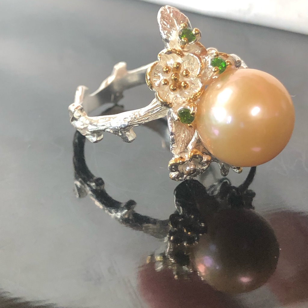 Stunning Genuine Creamy Pink Pearl Ring 280$